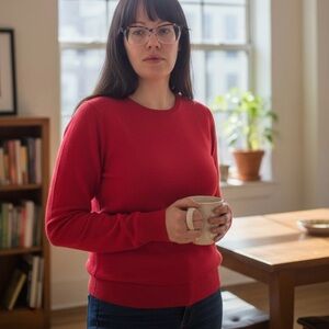 CHARTER CLUB Merino 100% Wool Ruby Red Lightweight Pullover Vintage Sweater L